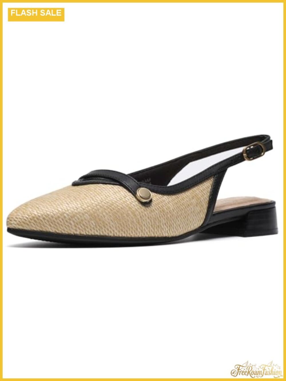 Leather Pointed Toe Slingback Flats with Comfort Footbed